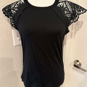 Jason Wu Black Lace Sleeve Top Ss small
